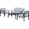 Outsunny 4pcs Garden Sectional Loveseat Chairs Table Furniture W/ Cushion, Black 1 Outsunny 4pcs Garden Sectional Loveseat Chairs Table Furniture W/ Cushion, Black -Outsunny store 18423672 1