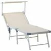 Outsunny Outdoor Lounger Fold 180° Reclining Chair W/ Adjustable Canopy Beige 1 Outsunny Outdoor Lounger Fold 180° Reclining Chair W/ Adjustable Canopy Beige -Outsunny store 18423680 1