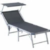 Outsunny Outdoor Lounger Fold 165° Reclining Chair W/ Adjustable Canopy Grey -Outsunny store 18423681 1