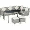 Outsunny 6Pcs Rattan Sofa Set Coffee Table Footstool Outdoor With Cushions -Outsunny store 18423686 1