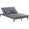 Outsunny 2 Person Rattan Lounger Adjustable Double Chaise Chair W/ Cushion Grey -Outsunny store 18423700 1