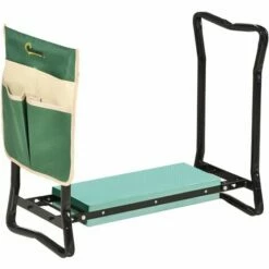 Outsunny Steel Frame Garden Kneeler Seat Duo Foam Bag Tool Bag Pouch Foldable