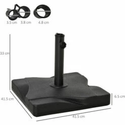 Outsunny 18KG Heavy Duty Steel Square Adjustable Patio Umbrella Base Stand Black -Outsunny store 18471624 2