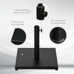 Outsunny 18KG Heavy Duty Steel Square Adjustable Patio Umbrella Base Stand Black -Outsunny store 18471624 4