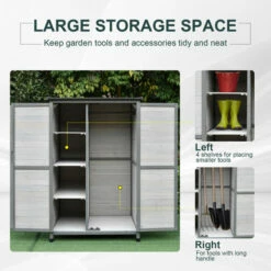 Outsunny Solid Wood Garden Large Storage Outdoor Lawn Shed For Long Tool W/ Lock -Outsunny store 18491542 4