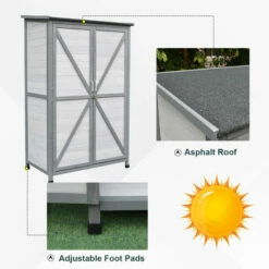 Outsunny Solid Wood Garden Large Storage Outdoor Lawn Shed For Long Tool W/ Lock -Outsunny store 18491542 5