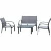 Outsunny 4pcs Patio Furniture Set Garden Sofa Glass Top Coffee Table Chairs -Outsunny store 18709893 1