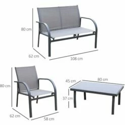 Outsunny 4pcs Patio Furniture Set Garden Sofa Glass Top Coffee Table Chairs -Outsunny store 18709893 2