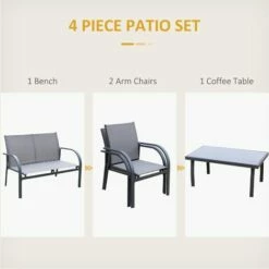 Outsunny 4pcs Patio Furniture Set Garden Sofa Glass Top Coffee Table Chairs -Outsunny store 18709893 4