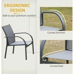 Outsunny 4pcs Patio Furniture Set Garden Sofa Glass Top Coffee Table Chairs -Outsunny store 18709893 5