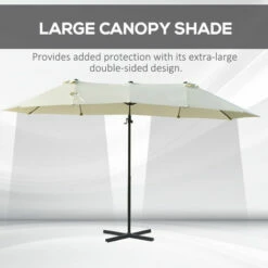 Outsunny Double Canopy Offset Parasol Umbrella Garden Shade Steel Canopy Beige -Outsunny store 18709898 3