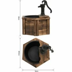 Outsunny Rustic Fir Wooden Fountain Water Fountain W/ Pump , Carbonized Color -Outsunny store 18852877 2