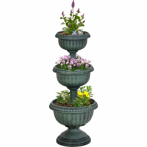 Outsunny 3-tier Chelsea Planter Flowers Display Fountain Stable Base, Green Outsunny 3-tier Chelsea Planter Flowers Display Fountain Stable Base, Green -Outsunny store 18852878 1