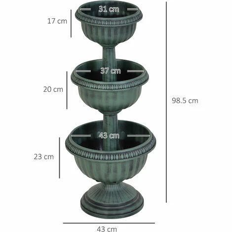 Outsunny 3-tier Chelsea Planter Flowers Display Fountain Stable Base, Green Outsunny 3-tier Chelsea Planter Flowers Display Fountain Stable Base, Green -Outsunny store 18852878 2