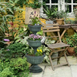 Outsunny 3-tier Chelsea Planter Flowers Display Fountain Stable Base, Green 4 Outsunny 3-tier Chelsea Planter Flowers Display Fountain Stable Base, Green -Outsunny store 18852878 3