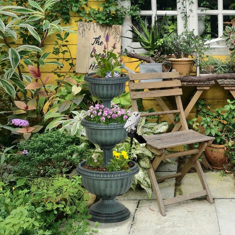 Outsunny 3-tier Chelsea Planter Flowers Display Fountain Stable Base, Green Outsunny 3-tier Chelsea Planter Flowers Display Fountain Stable Base, Green -Outsunny store 18852878 3