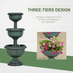 Outsunny 3-tier Chelsea Planter Flowers Display Fountain Stable Base, Green 5 Outsunny 3-tier Chelsea Planter Flowers Display Fountain Stable Base, Green -Outsunny store 18852878 4