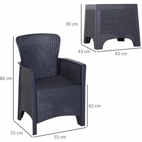 Outsunny 3-PCS Conversation Set Rattan Sofa Furniture Set Polyester Cushion Outsunny 3-PCS Conversation Set Rattan Sofa Furniture Set Polyester Cushion -Outsunny store 18852879 2