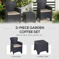 Outsunny 3-PCS Conversation Set Rattan Sofa Furniture Set Polyester Cushion 5 Outsunny 3-PCS Conversation Set Rattan Sofa Furniture Set Polyester Cushion -Outsunny store 18852879 4