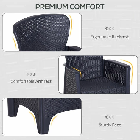 Outsunny 3-PCS Conversation Set Rattan Sofa Furniture Set Polyester Cushion Outsunny 3-PCS Conversation Set Rattan Sofa Furniture Set Polyester Cushion -Outsunny store 18852879 5