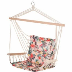Outsunny Hammock Hanging Rope Chair Swing W/ Cushion 105KG Max Multicolor