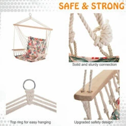Outsunny Hammock Hanging Rope Chair Swing W/ Cushion 105KG Max Multicolor 11 Outsunny Hammock Hanging Rope Chair Swing W/ Cushion 105KG Max Multicolor -Outsunny store 18889797 5