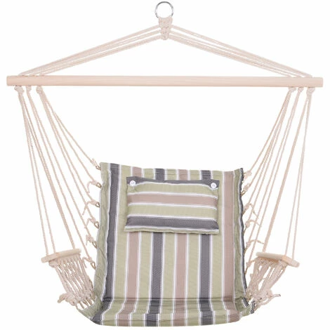 Outsunny Hammock Hanging Rope Chair Swing w/ Cushion 105KG Max Multicolour Outsunny Hammock Hanging Rope Chair Swing W/ Cushion 105KG Max Multicolour -Outsunny store 18889798 1