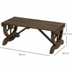 Alternative view of Outsunny Wooden Wheel Bench Rustic Outdoor Patio Garden Seat 2-Person Loveseat