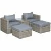 Outsunny 5 Pcs Rattan Garden Furniture Set Single Sofa Stool Coffee Table -Outsunny store 19091906 1