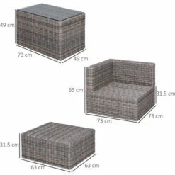 Outsunny 5 Pcs Rattan Garden Furniture Set Single Sofa Stool Coffee Table -Outsunny store 19091906 2