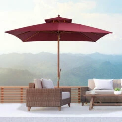 Outsunny 3M Garden Parasol Patio Bamboo Sun Umbrella Sun Shade Outdoor Canopy -Outsunny store 1931764 3