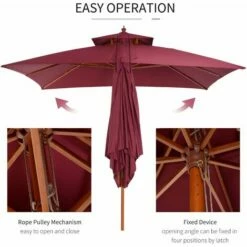 Outsunny 3M Garden Parasol Patio Bamboo Sun Umbrella Sun Shade Outdoor Canopy -Outsunny store 1931764 4