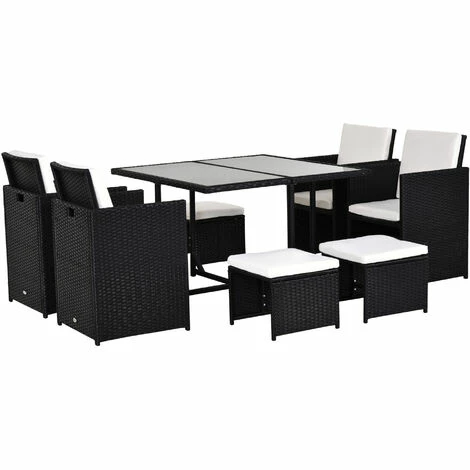 Outsunny Rattan Furniture Set Wicker Weave Patio Dining Table Seat Mixed Black Outsunny Rattan Furniture Set Wicker Weave Patio Dining Table Seat Mixed Black -Outsunny store 1931767 1