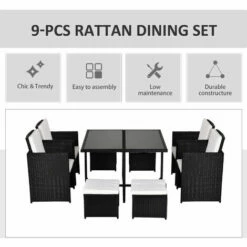 Outsunny Rattan Furniture Set Wicker Weave Patio Dining Table Seat Mixed Black 5 Outsunny Rattan Furniture Set Wicker Weave Patio Dining Table Seat Mixed Black -Outsunny store 1931767 4