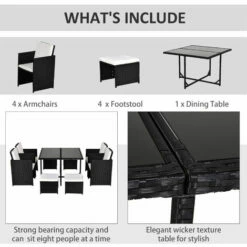 Outsunny Rattan Furniture Set Wicker Weave Patio Dining Table Seat Mixed Black 6 Outsunny Rattan Furniture Set Wicker Weave Patio Dining Table Seat Mixed Black -Outsunny store 1931767 5