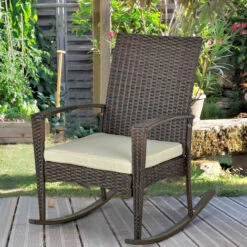 Outsunny Garden Rattan Rocking Chair, Bistro Recliner Rocker Furniture Seater 4 Outsunny Garden Rattan Rocking Chair, Bistro Recliner Rocker Furniture Seater -Outsunny store 1931768 3