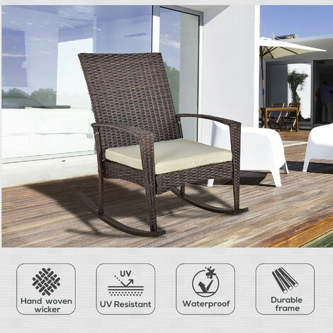 Outsunny Garden Rattan Rocking Chair, Bistro Recliner Rocker Furniture Seater Outsunny Garden Rattan Rocking Chair, Bistro Recliner Rocker Furniture Seater -Outsunny store 1931768 4