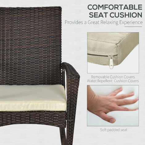 Outsunny Garden Rattan Rocking Chair, Bistro Recliner Rocker Furniture Seater Outsunny Garden Rattan Rocking Chair, Bistro Recliner Rocker Furniture Seater -Outsunny store 1931768 5