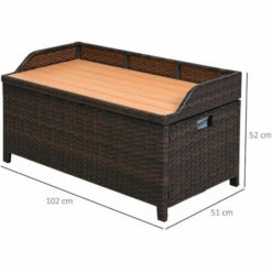Outsunny Rattan Storage Bench Stool Box Seat Seater Wicker Outdoor Garden Home -Outsunny store 1931770 2