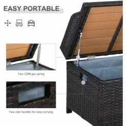 Outsunny Rattan Storage Bench Stool Box Seat Seater Wicker Outdoor Garden Home -Outsunny store 1931770 4
