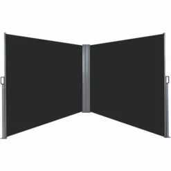 Outsunny Retractable Double Side Awning Screen Fence Privacy Dark Grey, 6x1.8m