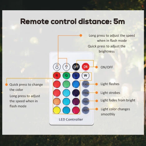 Outsunny HOMCOM Globe LED Light With Rechargeable 16 Modes Wireless Remote Control Ф35cm 7 Outsunny HOMCOM Globe LED Light With Rechargeable 16 Modes Wireless Remote Control Ф35cm - Image 5