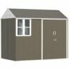 Outsunny 8x6ft Metal Shed Garden Storage Shed W/ Double Door, Window, Grey -Outsunny store 19900884 1