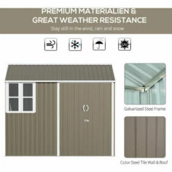 Outsunny 8x6ft Metal Shed Garden Storage Shed W/ Double Door, Window, Grey 10 Outsunny 8x6ft Metal Shed Garden Storage Shed W/ Double Door, Window, Grey -Outsunny store 19900884 4
