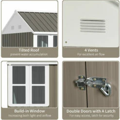 Outsunny 8x6ft Metal Shed Garden Storage Shed W/ Double Door, Window, Grey 11 Outsunny 8x6ft Metal Shed Garden Storage Shed W/ Double Door, Window, Grey -Outsunny store 19900884 5
