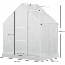 Outsunny 4x6FT Walk-In Greenhouse Polycarb. Panels Aluminium Frame Sliding Door -Outsunny store 19900891 2