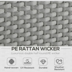 Outsunny 6pc Garden Furniture Set Rattan Sofa Outdoor Wicker Table Ottoman Stool -Outsunny store 2093436 5