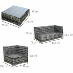 Outsunny 4 Pieces Rattan Furniture Set Sofa Chair Coffee Table Wicker Grey -Outsunny store 2093437 2