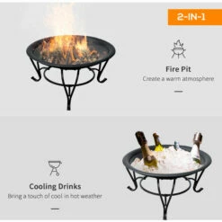 Outsunny Outdoor Fire Pit Wood Log Burning Heater Garden Stove Patio Brazier -Outsunny store 2093438 4