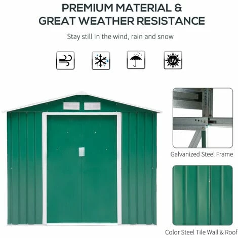 Outsunny Garden Shed Storage Unit w/Locking Door Floor Foundation Vent Green Outsunny Garden Shed Storage Unit W/Locking Door Floor Foundation Vent Green -Outsunny store 2093440 4